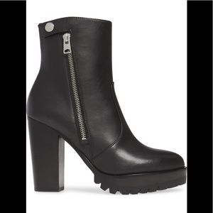 NWT ALLSAINTS Ana Lug Sole Leather Booties- Black
